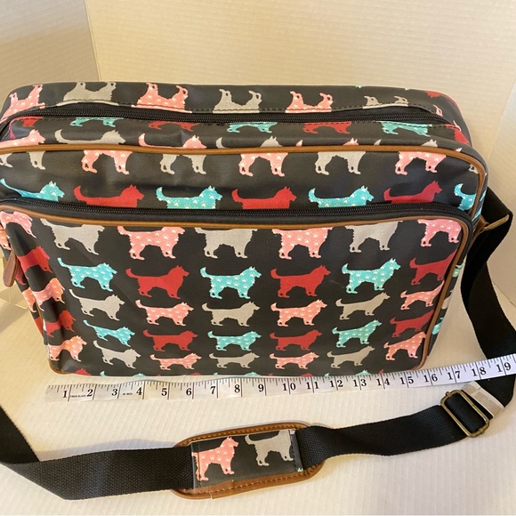 Miss Lulu Matte Finish Oilcloth Satchel Messenger Bag Dogs - Picture 11 of 15